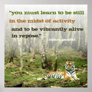 Inspiratie Indira Gandhi Quote w Tiger Inspiration Poster