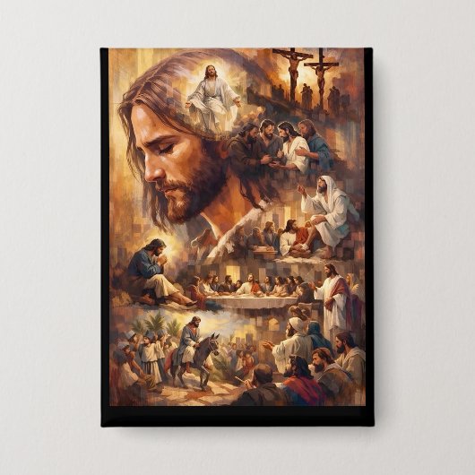 Inspiratie Jezus Christus Sleutelhanger – Heilige Button (Voorkant)