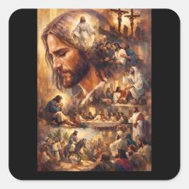 Inspiratie Jezus Christus Sleutelhanger – Heilige Vierkante Sticker