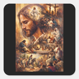 Inspiratie Jezus Christus Sleutelhanger – Heilige Vierkante Sticker