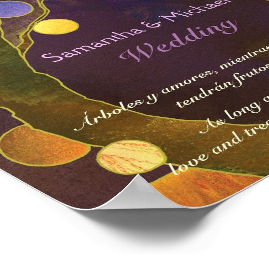 Inspiratie Liefdesbomen Paarse Trouwtekst Bord Poster (Hoek)