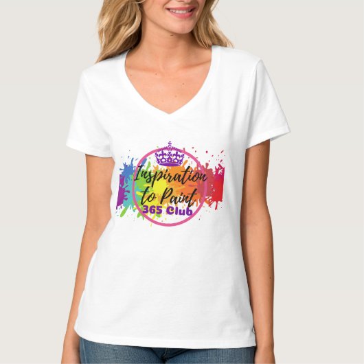 Inspiratie op Paint 365 Club Logo Dames V-Neck T-shirt (Voorkant)