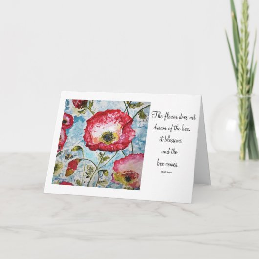Inspiratie Poëzie Poppies Bee Art Kaart (Voorkant)