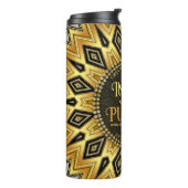 Inspiratie Sinaasappel Zwart Geel Art Deco Mandala Thermosbeker (Gedraaid links)