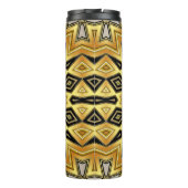 Inspiratie Sinaasappel Zwart Geel Art Deco Mandala Thermosbeker (Achterkant)