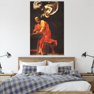 Inspiratie Sint Matthew Caravaggio schilderkunst Canvas Afdruk