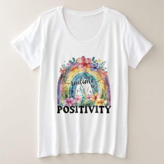 Inspiratie straalt positiviteit woord kunst regenb grote maat t-shirt (Design voorkant)