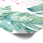 Inspiratie Tropische Waterverf Roze flamingo Poster (Hoek)