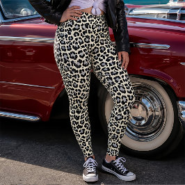 Inspiratie uit de Jaren 80 Sneeuwluipaardprint Pun Leggings