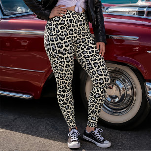 Inspiratie uit de Jaren 80 Sneeuwluipaardprint Pun Leggings