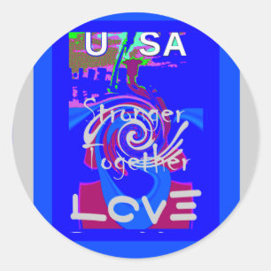Inspiratie USA We zijn sterker samen met liefde Ronde Sticker