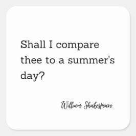 Inspiratie voor Shakespeare Summer's Day Vierkante Sticker