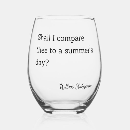 Inspiratie voor Shakespeare Summer's Day Wijnglas Zonder Voet (Voorkant)