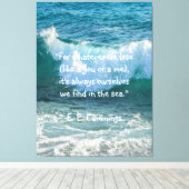 Inspiratie Zee Wave Nautical E.E. Cummings Quote Canvas Afdruk (Insitu (Houten vloer))