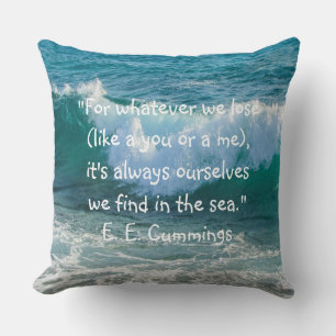 Inspiratie Zee Wave Nautical E.E. Cummings Quote Kussen