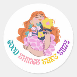 Inspiratief Bloemenge Meisje Esthetisch Ontwerp Ronde Sticker