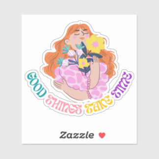 Inspiratief Bloemenge Meisje Esthetisch Ontwerp Sticker