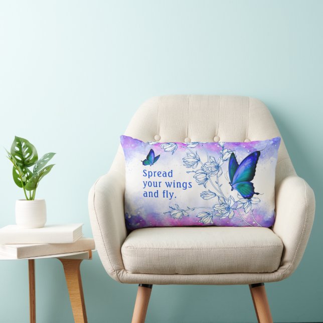 Inspiratiekussen met blauwe vlinder kussen (Stoel)