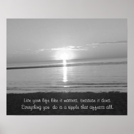 Inspiratieposter met zonsondergang aan het strand poster