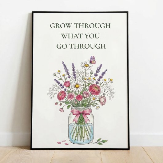 Inspiratieve Poster met Wilde Bloemen in Metselpot