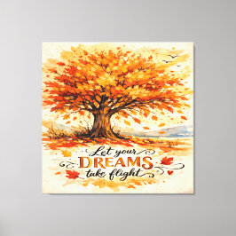 Inspiratievolle herfst aquarel boom canvas afdruk