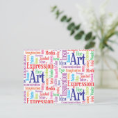 Inspiratiewoorden van een creatieve kunstenaar of briefkaart (Staand voorkant)
