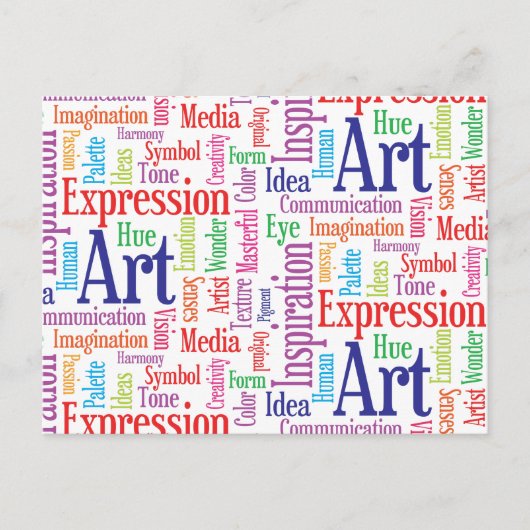 Inspiratiewoorden van een creatieve kunstenaar of briefkaart (Voorkant)
