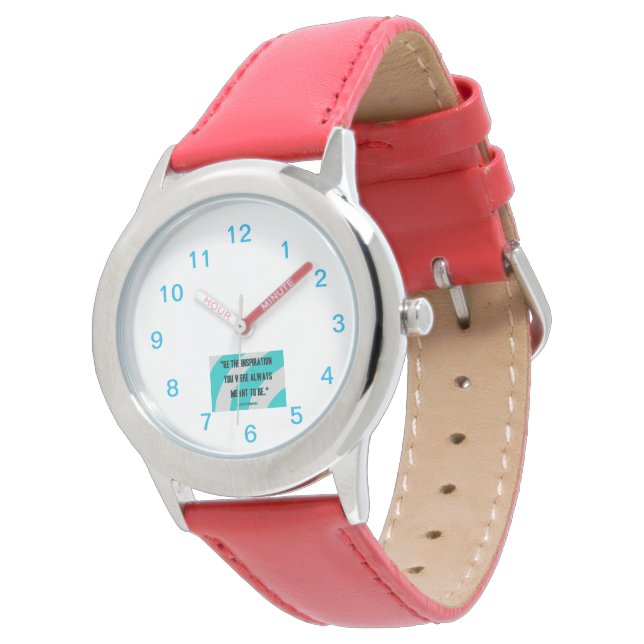 Inspiration Kind's Red Leather Strap Watch Horloge (Gekanteld)
