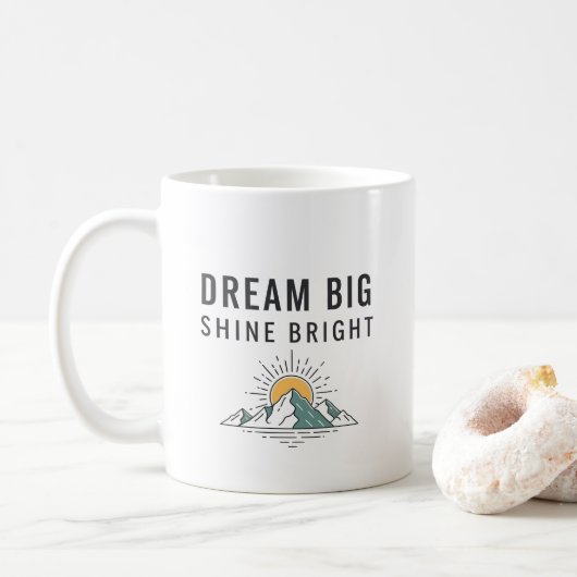 Inspirational Adventure Mountain Quote Ceramic Mug Koffiemok (Met donut)