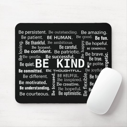 Inspirational BE KIND Word Cloud Muismat (Met muis)