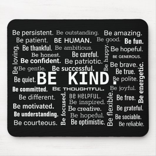Inspirational BE KIND Word Cloud Muismat (Voorkant)