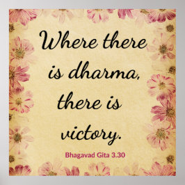 Inspirational Beige Pink Gita Dharma Victory Poster