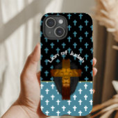 Inspirational Black Blue White Cross Lion of Judah Case-Mate iPhone Case