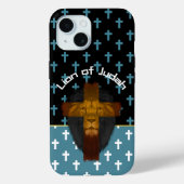 Inspirational Black Blue White Cross Lion of Judah Case-Mate iPhone Case (Achterkant)
