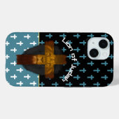 Inspirational Black Blue White Cross Lion of Judah Case-Mate iPhone Case (Achterkant (horizontaal))