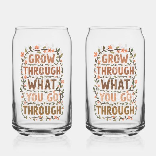 Inspirational Botanical Growth Saying Blikvorm Glas (Voorkant)