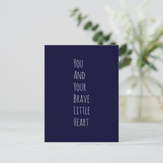 Inspirational Brave Little Heart Text Quote  Briefkaart (Staand voorkant)