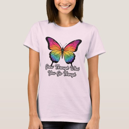 Inspirational Butterfly Quote Grow Through It Wome T-shirt (Voorkant)