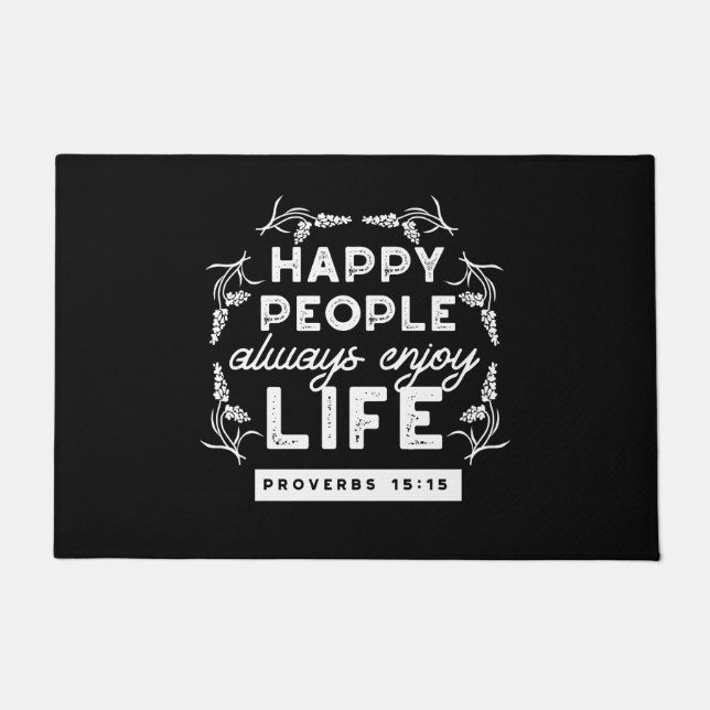 Inspirational Christian Quote from Proverbs 15:15 Deurmat (Voorkant)