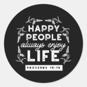 Inspirational Christian Quote from Proverbs 15:15 Ronde Sticker (Voorkant)