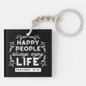 Inspirational Christian Quote from Proverbs 15:15 Sleutelhanger (Achterkant)