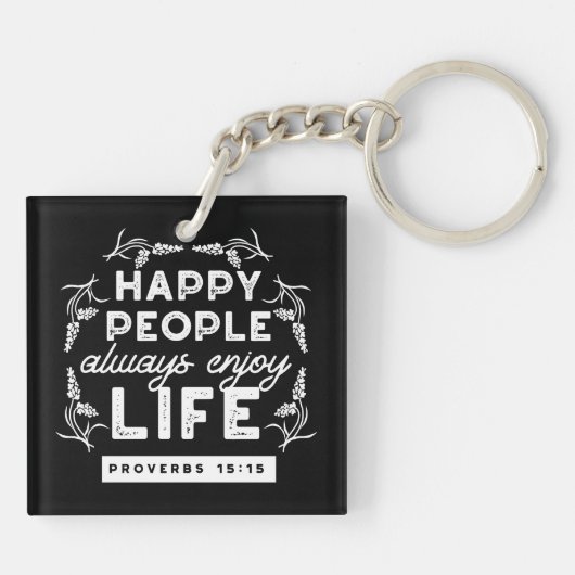 Inspirational Christian Quote from Proverbs 15:15 Sleutelhanger (Achterkant)