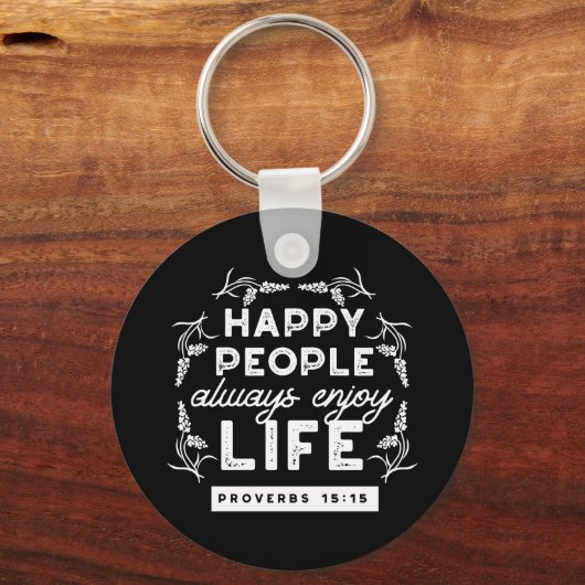 Inspirational Christian Quote from Proverbs 15:15 Sleutelhanger (Achterkant)