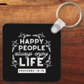 Inspirational Christian Quote from Proverbs 15:15 Sleutelhanger (Achterkant)