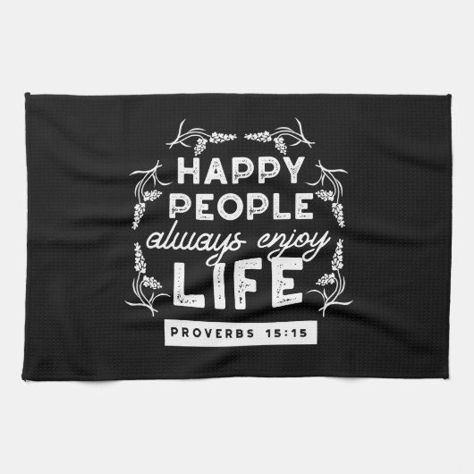 Inspirational Christian Quote from Proverbs 15:15 Theedoek (Horizontaal)