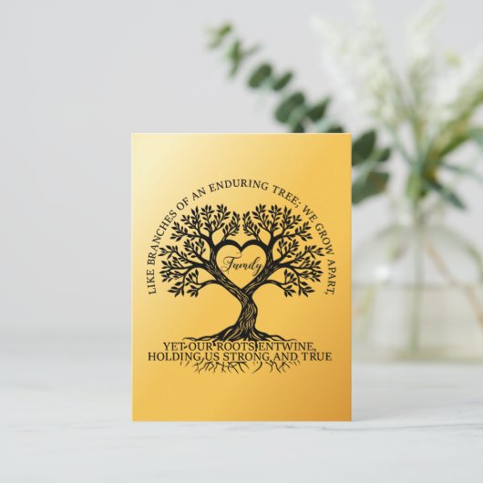 Inspirational family quotes on a tree with roots briefkaart (Staand voorkant)
