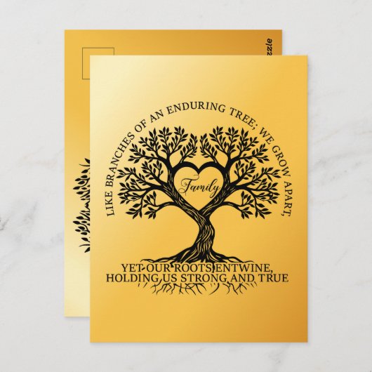Inspirational family quotes on a tree with roots briefkaart (Voorkant / Achterkant)