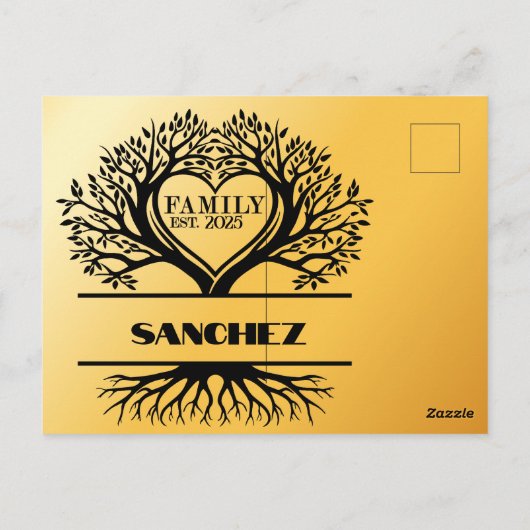 Inspirational family quotes on a tree with roots briefkaart (Achterkant)