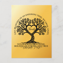 Inspirational family quotes on a tree with roots briefkaart