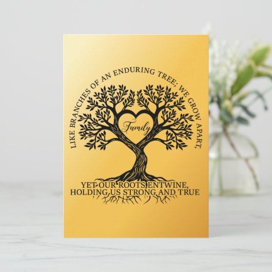 Inspirational family quotes on a tree with roots kaart (Staand voorkant)